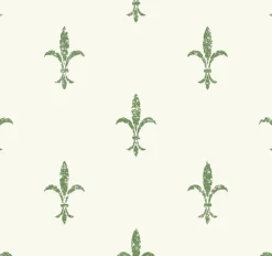 York KT2194 White/Green Fleur De Lis Wallpaper> Architectural