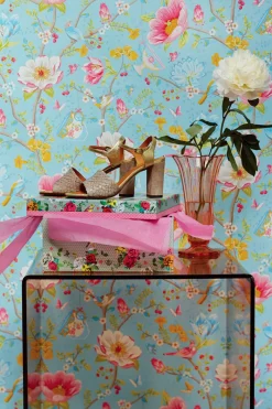 Brewster Leizu Light Blue Chinese Garden Wallpaper