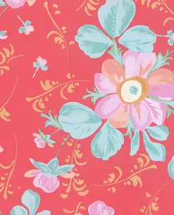 Brewster Lyse Coral Painted Flowers Wallpaper> Architectural