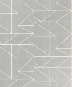 Brewster 2836-M1381 Malvolio Silver Geometric Wallpaper> Florals
