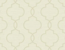 Brewster Malo Cream Sisal Ogee Wallpaper> Florals