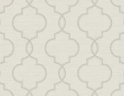 Brewster Malo Light Grey Sisal Ogee Wallpaper> Florals