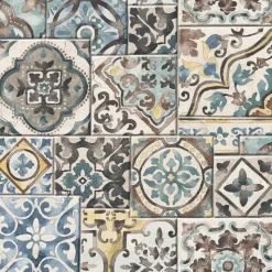 Brewster/ASP Marrakesh Tiles Teal Mosaic Wallpaper> Damask, Trellis & Geometrics
