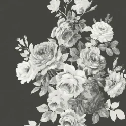 York ME1533 Black Grey Tea Rose Magnolia Home Wallpaper Outlet