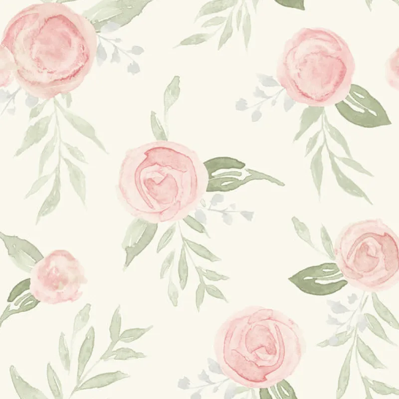 York MK1128 Watercolor Roses Coral Wallpaper> Architectural