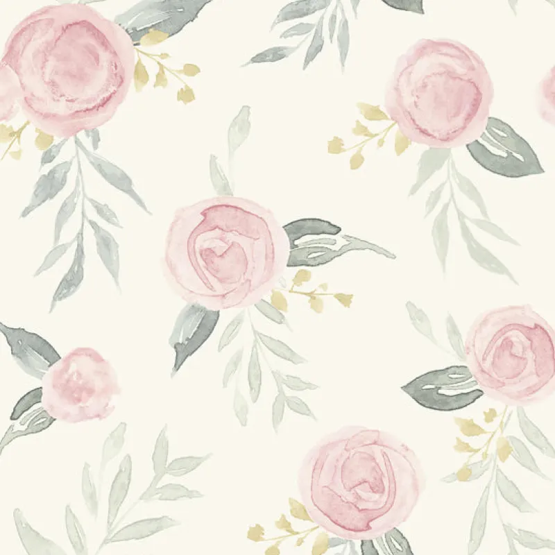 York MK1125 Watercolor Roses Pink Wallpaper> Architectural