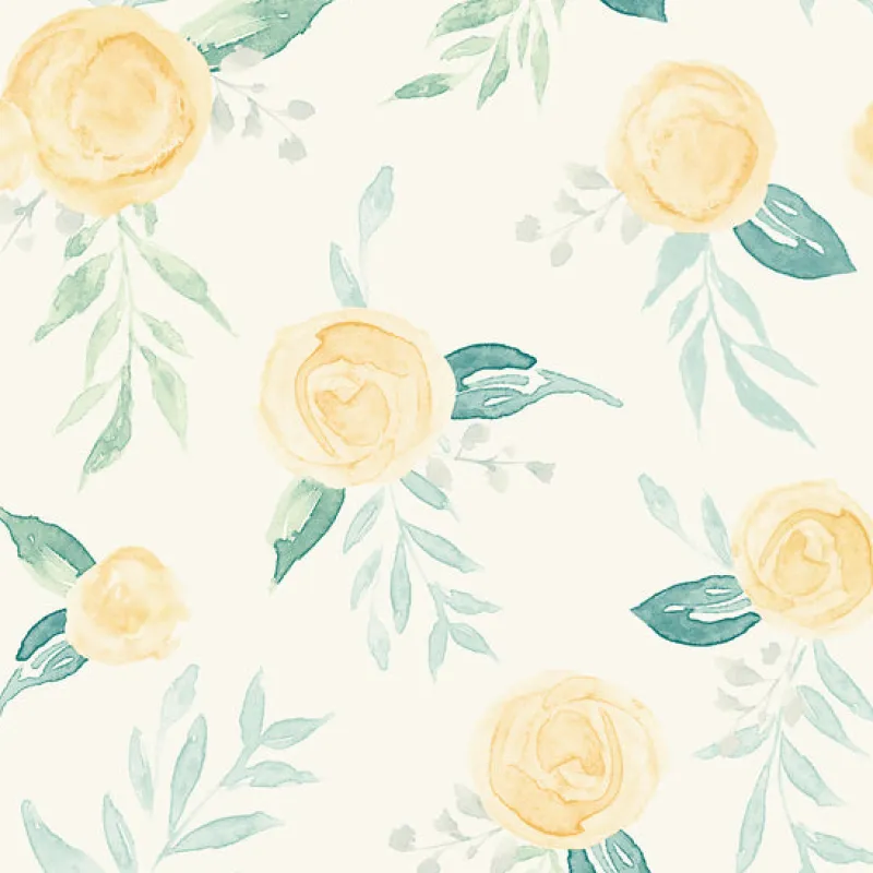 York MK1127 Watercolor Roses Yellow Wallpaper> Architectural
