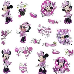 York/RoomMates Murals Minnie Fashionista Wall Decals w/ Gems Mural> Mens & Lodge
