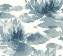 York NA0527 Dark Blue Water Lily Wallpaper> Architectural