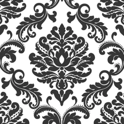 Brewster NU1646 Ariel Black and White Damask Peel and Stick Wallpaper Sale