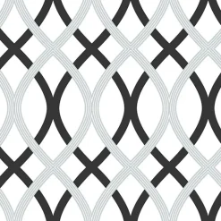 Brewster NU1658 Black and Silver Lattice Peel and Stick Wallpaper> Florals
