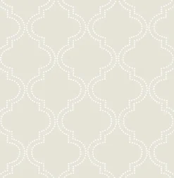 Brewster NU1425 Taupe Quatrefoil Peel and Stick Wallpaper Clearance