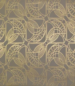 York/AV NW3526 Cartouche Khaki/Gold Wallpaper> Florals