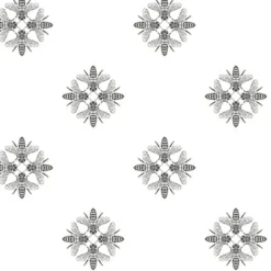 York ON1643 Black White Honey Bee Wallpaper> Animals & Insects