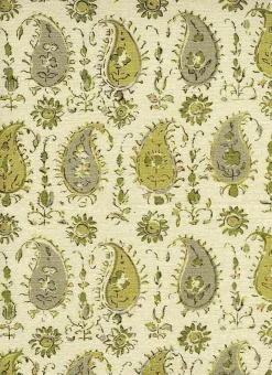 Laura Kiran Persian Paisley Handprint Honey Dove Fabric Sale