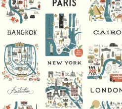 York RI5162 Blue/Red City Maps Wallpaper Online