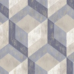 Brewster/ASP Rustic Wood Tile Blue Geometric Wallpaper> Mens & Lodge