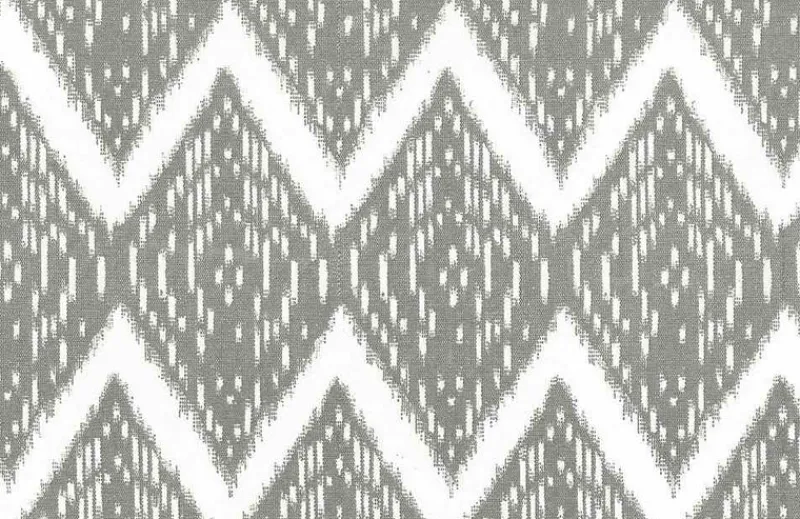 Laura Kiran Samarkand Ikat Print Putty White Fabric> Stripes & Chevrons