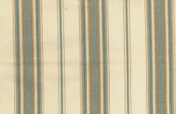 Laura Kiran Saratoga Stripe Natural Teal Tan Fabric> Stripes & Chevrons