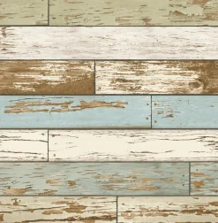 Brewster/ASP Scrap Wood Sky Blue Weathered Texture Wallpaper Outlet