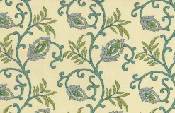 Laura Kiran Shalimar Print Blue Greens Fabric> Florals