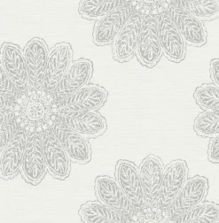 Brewster/ASP Sol Light Grey Medallion Wallpaper> Florals