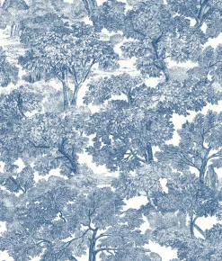 Brewster Spinney Blue Toile Wallpaper> Damask, Trellis & Geometrics