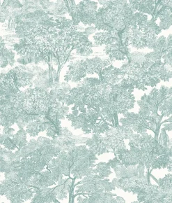 Brewster Spinney Teal Toile Wallpaper> Damask, Trellis & Geometrics
