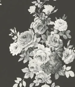 York Tea Rose Black/White on Black Magnolia Home Vol. II Wallpaper Online