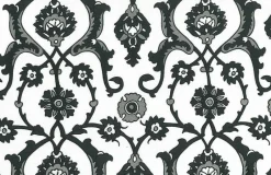 Laura Kiran Turkish Tile Print Jet White Fabric New