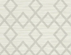 Brewster Vana Light Grey Woven Diamond Wallpaper New