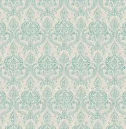 Brewster/ASP Waverly Turquoise Petite Damask Wallpaper> Damask, Trellis & Geometrics