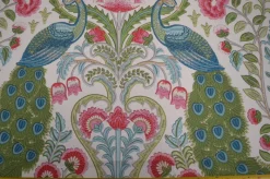Stock/Covington Winthrop Spring Peacock Floral Damask Covington Fabric Hot