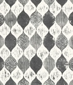 York Woodblock Print Black/White Magnolia Home Vol. II Wallpaper Best