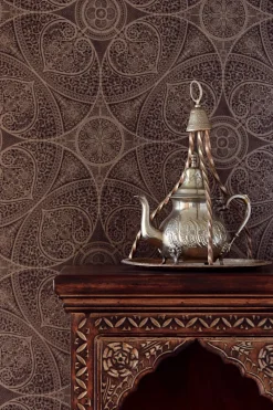Brewster Yasamin Espresso Mehndi Medallion Wallpaper> Florals