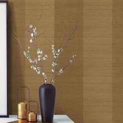 Brewster Yue Yan Olive Grasscloth Wallpaper> Damask, Trellis & Geometrics